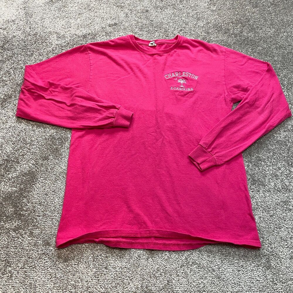 Delta Pro Weight Shirt Adult Medium Pink Charleston South Carolina Logo Cotton